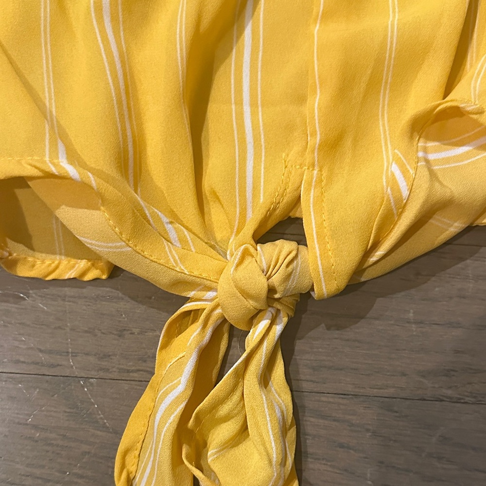 NWT! Yellow Off-Shoulder Tie-Front Top - Picture 2 of 6